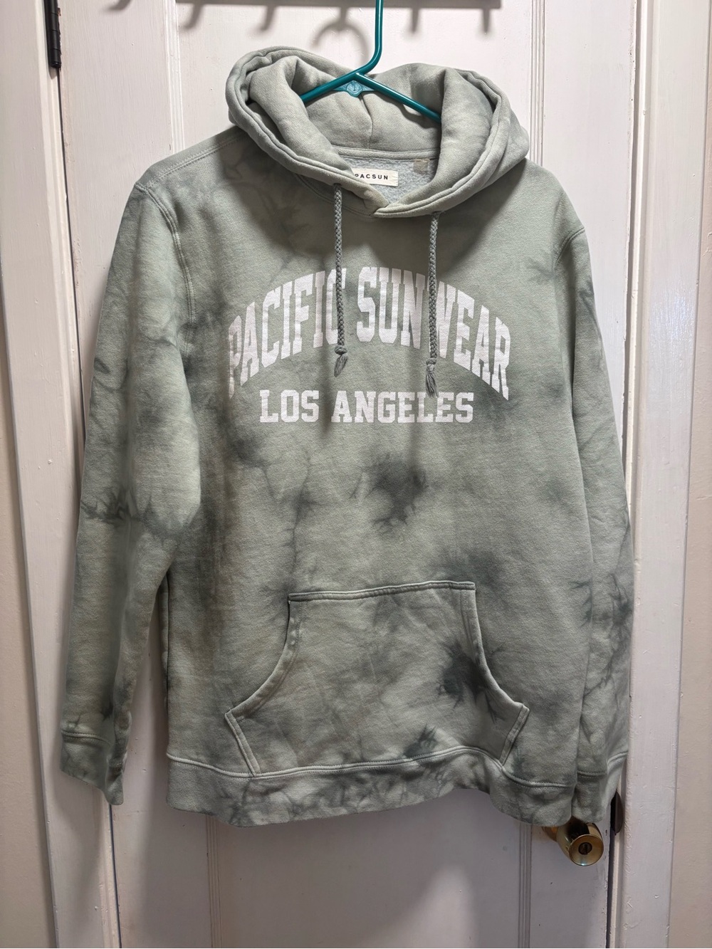 PacSun Sage Green Tie-Dye Crewneck Hoodie with White Chest Print